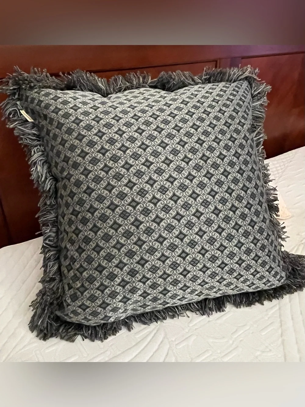 Arhaus Artisan Woven Jacquard Damask & Geometric 2-Side Down 20” Throw Pillow